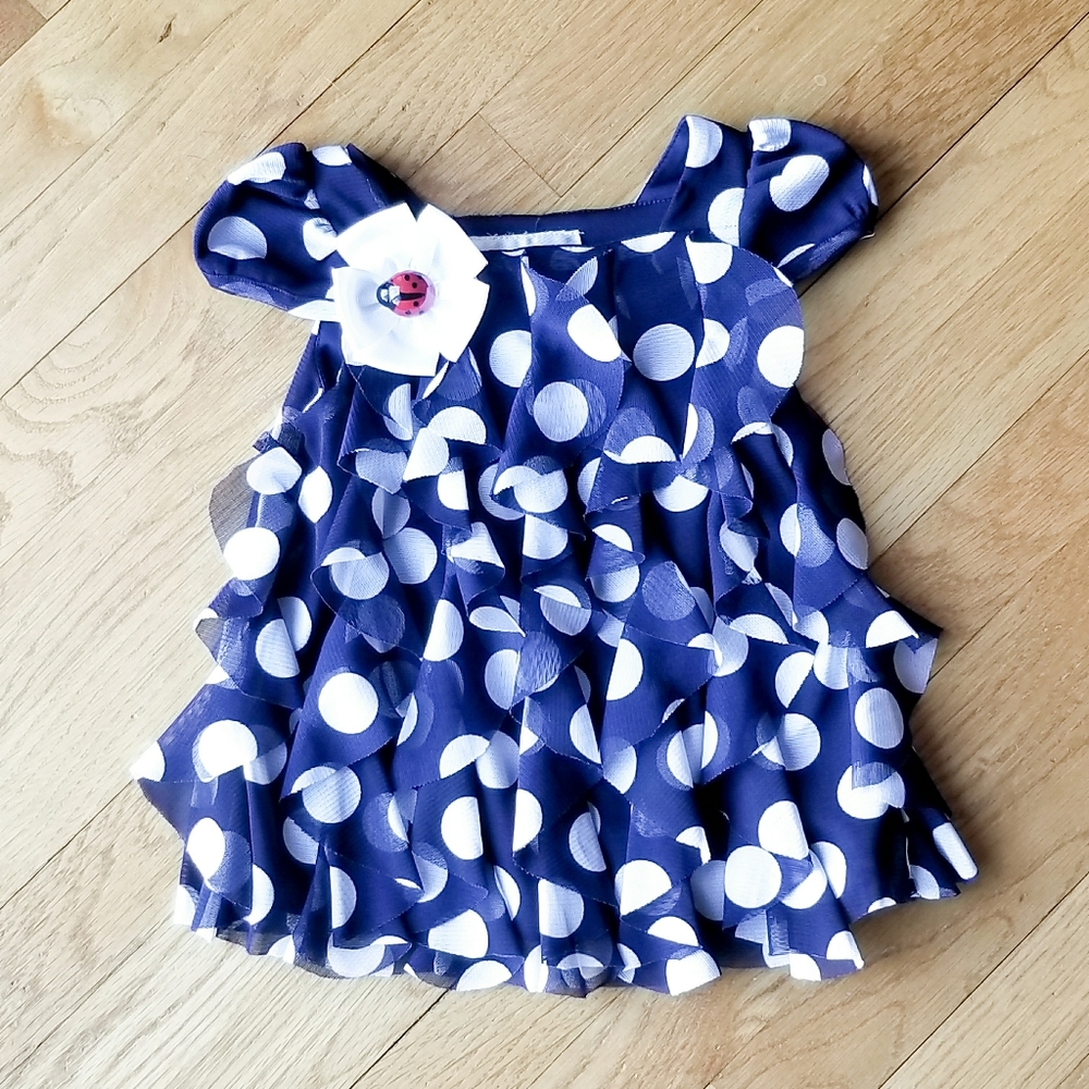 Rare Edition Navy Blue Ruffled Blouse 24 Months
